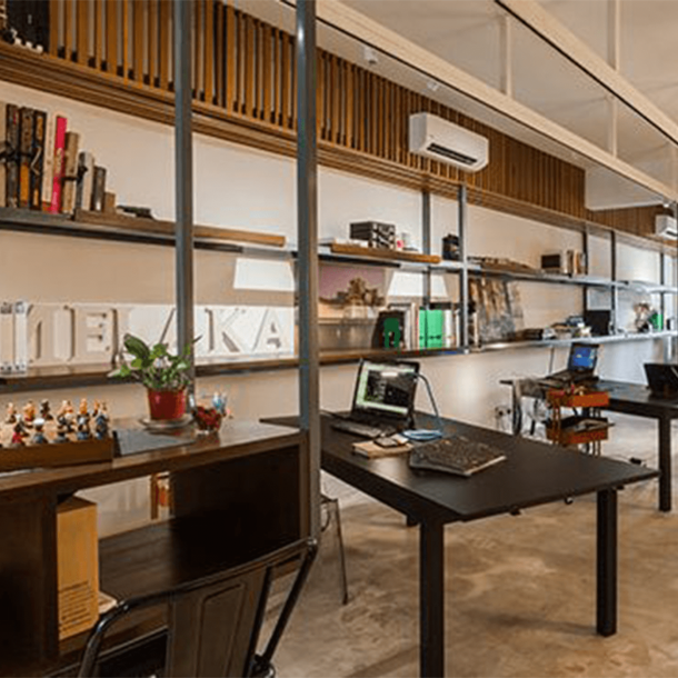 Interiors Commercial Nature Inspired Workspace in a cosy environment