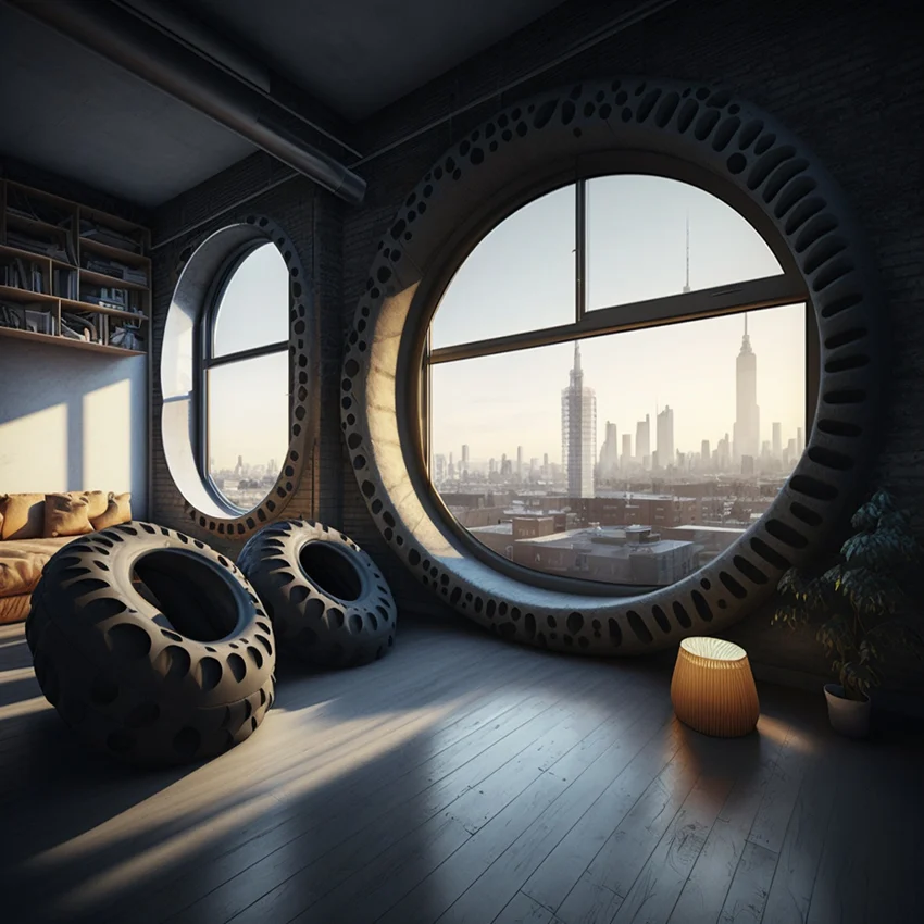 Curated visual reference: From Waste To Wonder AI Envisions Recycled Tires As Sustainable Photo Inspiration