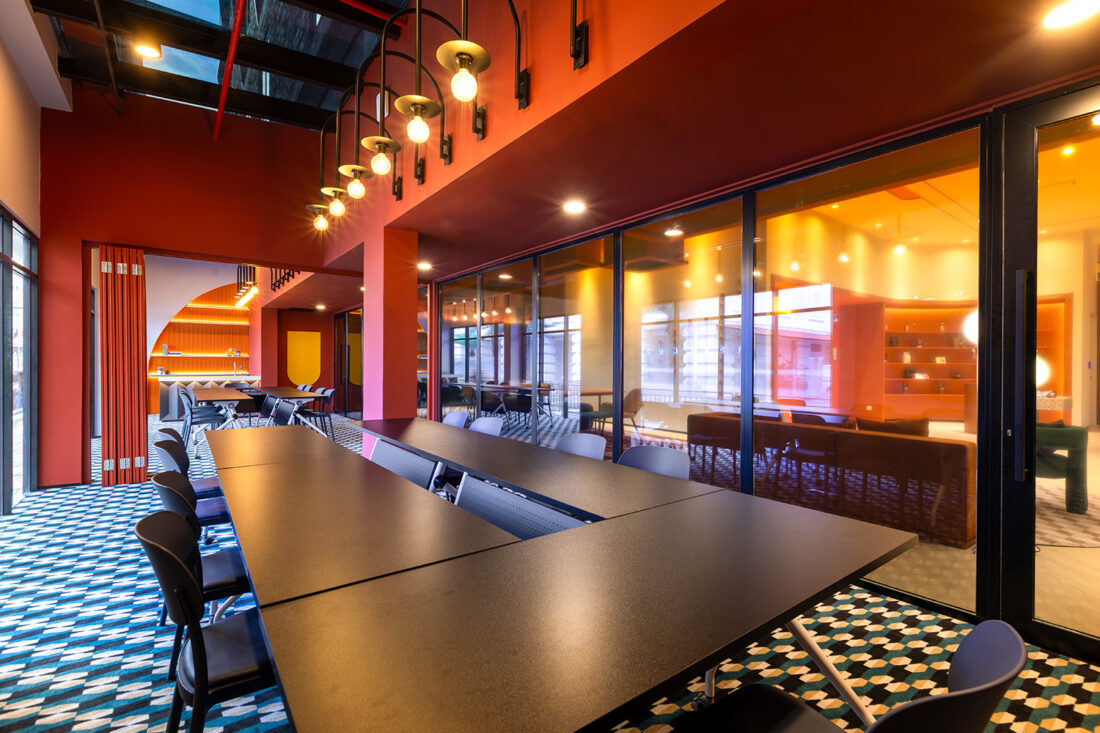 Whether you're working hard or hardly working, the COLLAB meeting room will transform to fit your needs