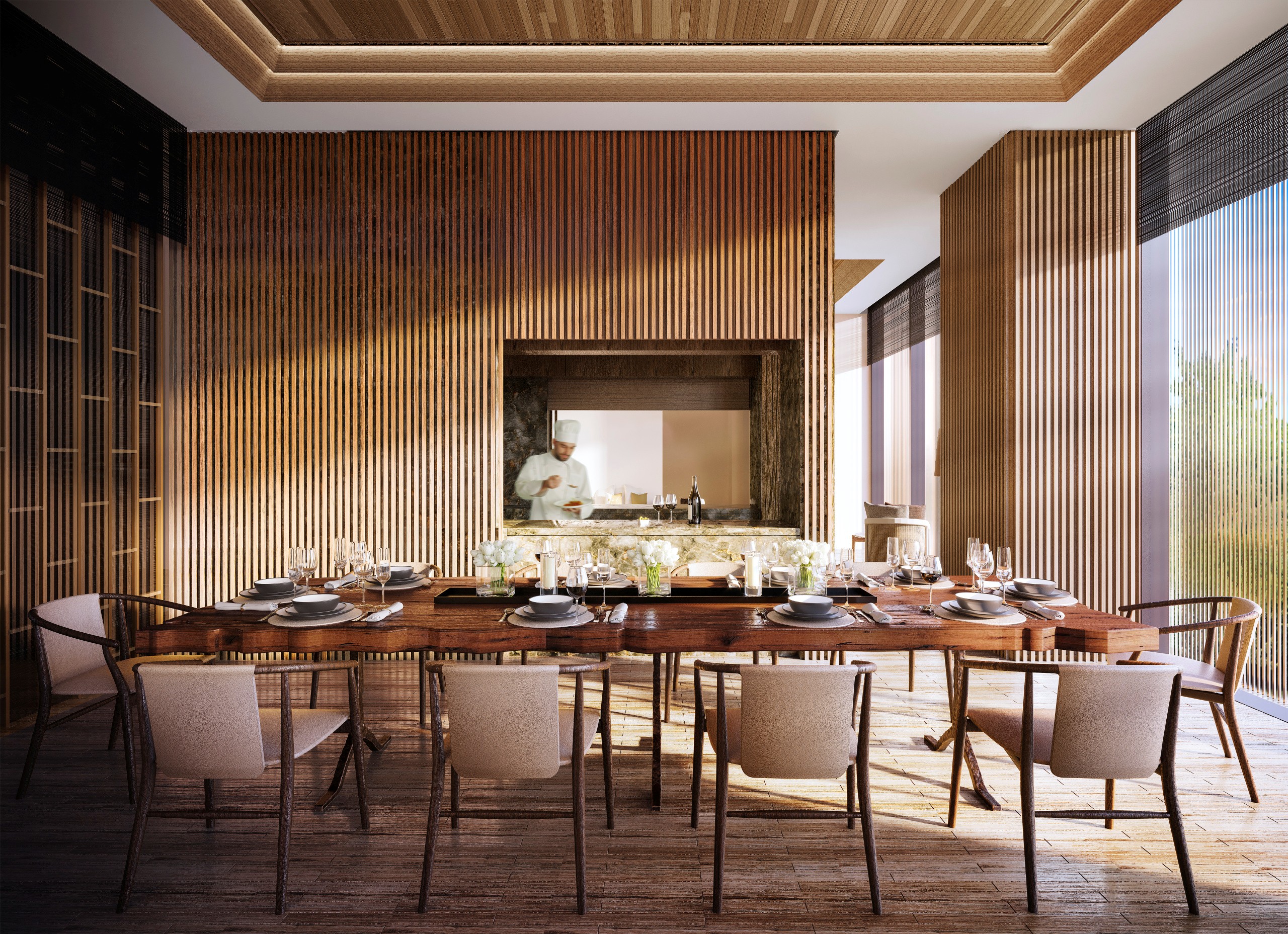 Aman Nai Lert Bangkok Residences - Residents-only Private Dining Room & Lounge. Image credit: Hayes Davidson