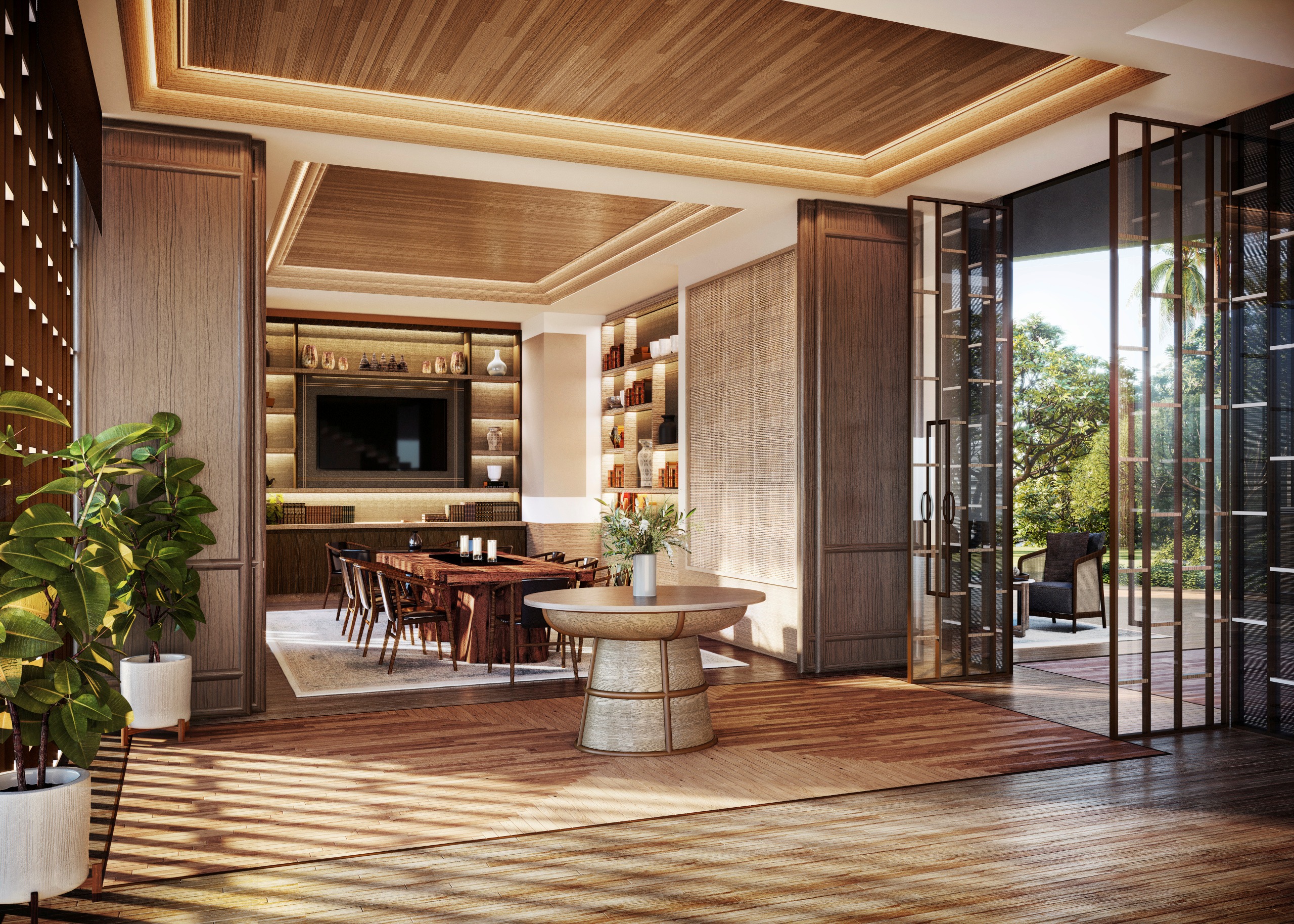 Aman Nai Lert Bangkok Residences - Residents-only Garden Lounge. Image credit: Hayes Davidson